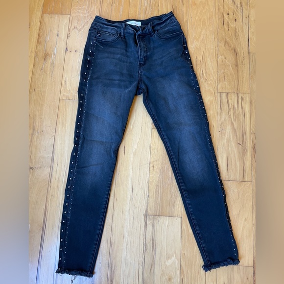 HERMIONE HIGH RISE ANKLE SKINNY JEANS KANCAN SIZE 27 BLACK DENIM - Picture 2 of 8